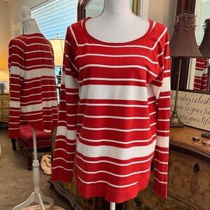 Pink Clover Red and White Striped Sweater Viscose/Nylon Blend